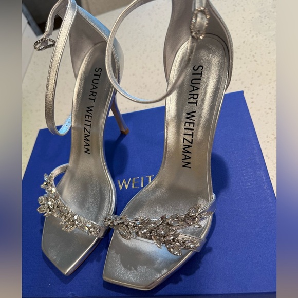 Stuart Weitzman Women's Nudist Vow Crystal Heel Sandals Size - Picture 1 of 11